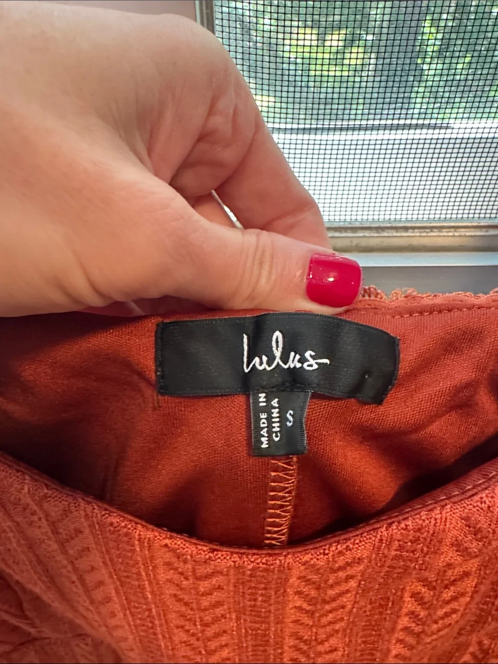 Lulu's Rust Red Long Sleeve Button-Front Mini Dress